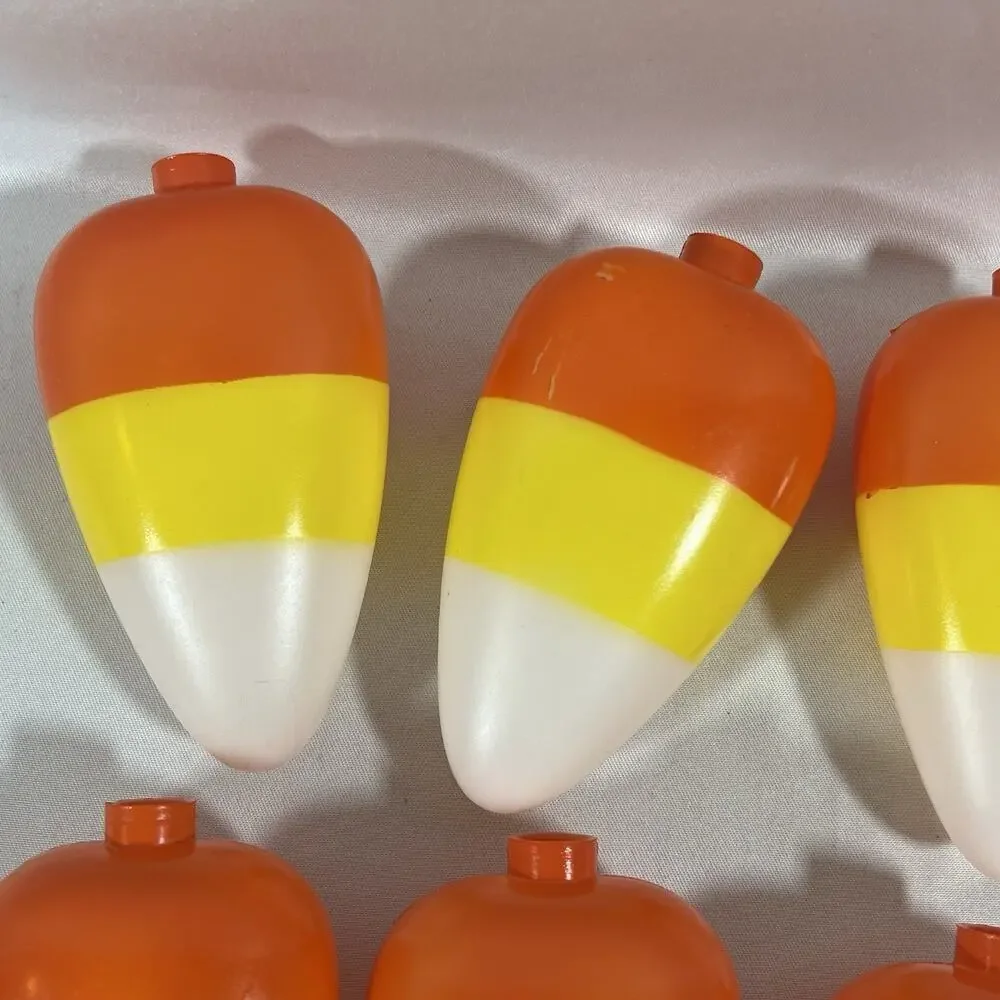 Vintage Set of 10 Candy Corn Blow Mold Plastic String Light Covers Halloween